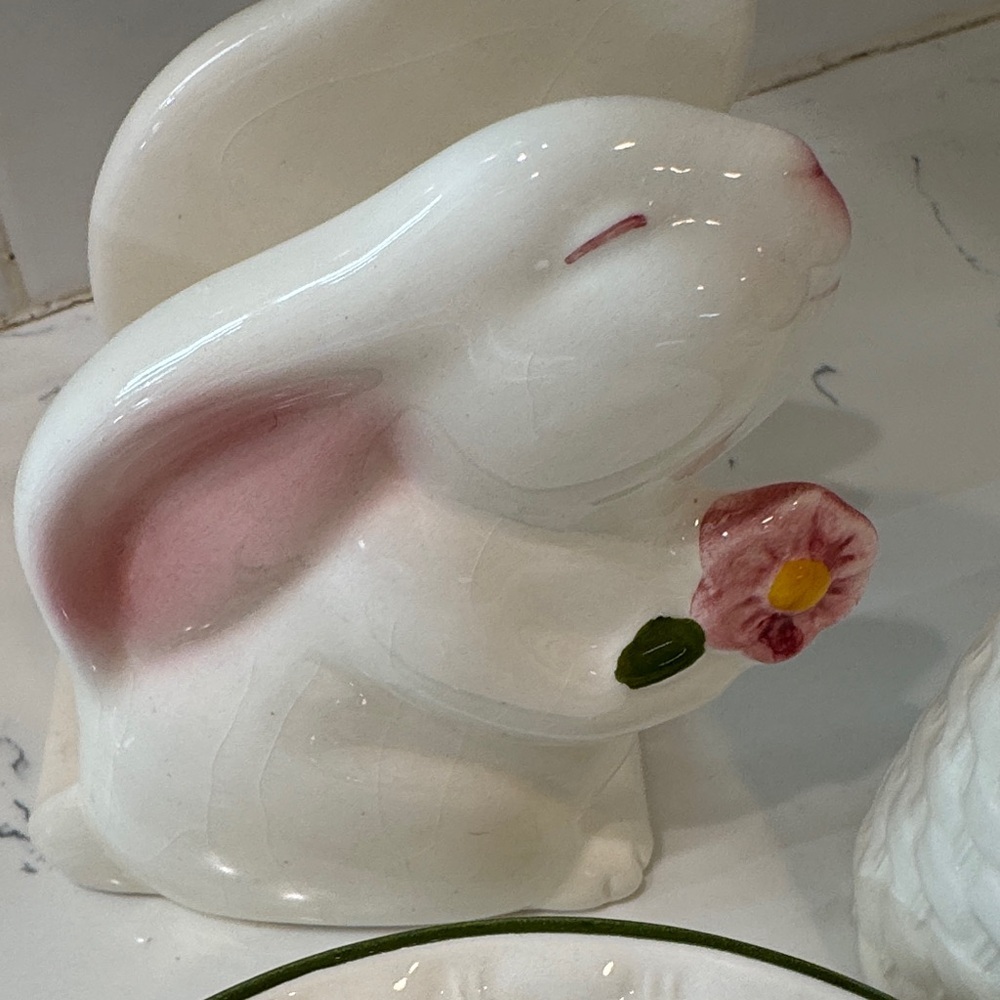 Vintage Avon Ceramic Bunny and Floral Dish Set - Picture 3 of 7